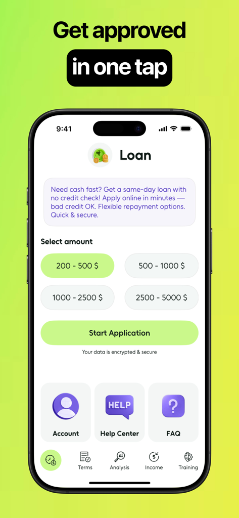 Cash Advance Finder – Paloma - Interface of the Paloma app showing options to select loan amounts from two hundred to five thousand dollars for a quick cash advance.