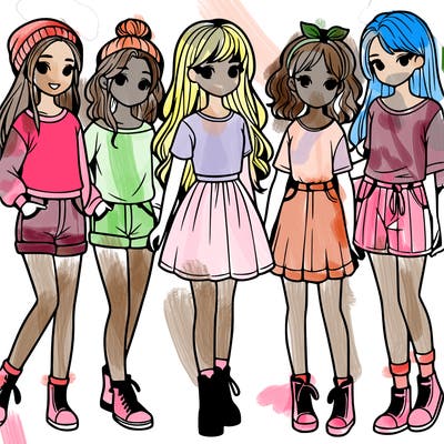 a group of five girls