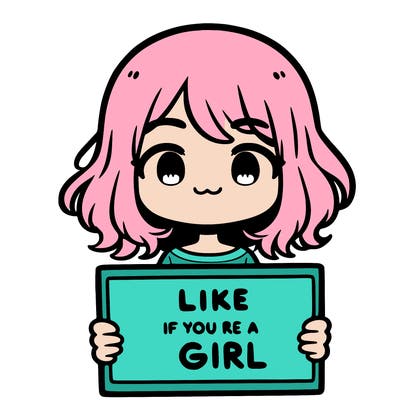 a cute girl holding a sign that says like if you’re a girl