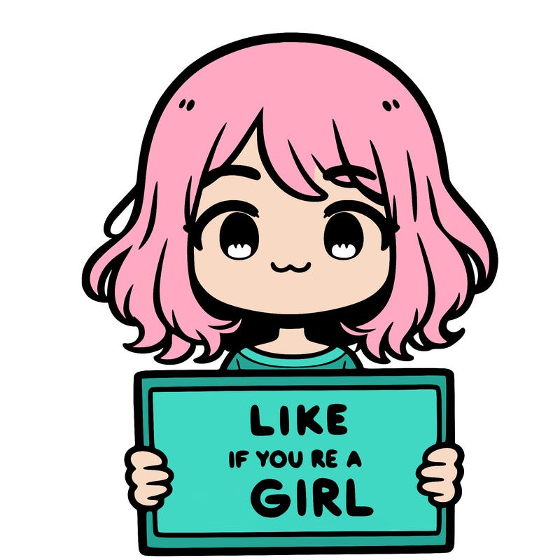 a cute girl holding a sign that says like if you’re a girl