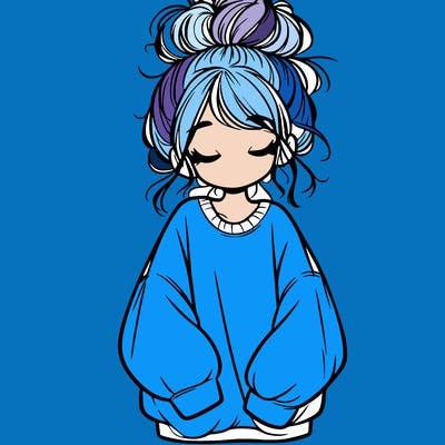 girl with baggy sweatshirt and messy bun