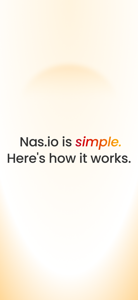 Nas.io - Écran de texte indiquant que Nas.io est simple et comment cela fonctionne pour les entrepreneurs numériques.