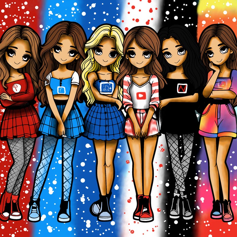 a group of girls realistic