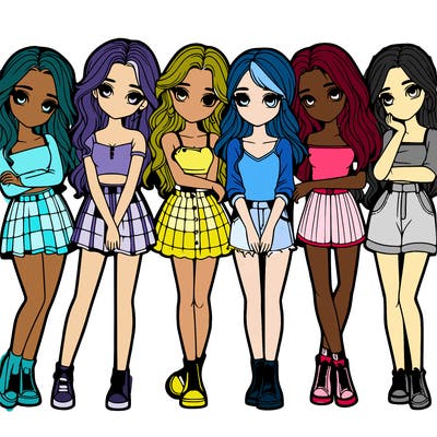 a group of girls realistic