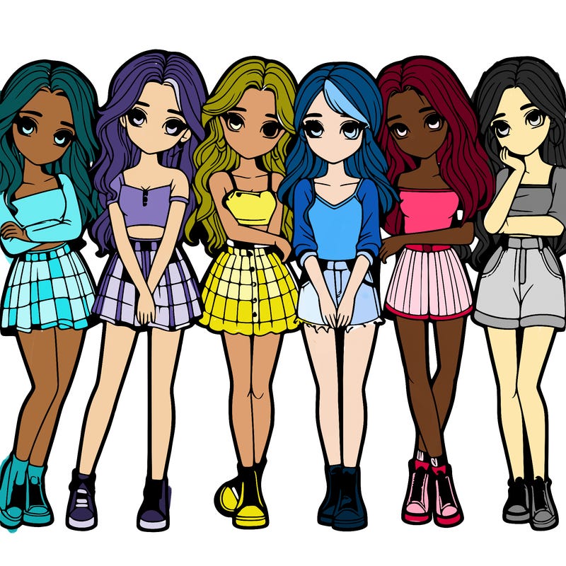 a group of girls realistic