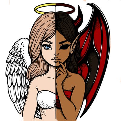 realistic angel half demon