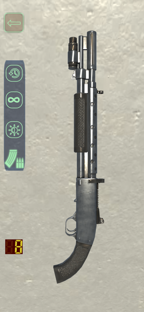 Guns HD - Tap to shoot - Simulador de escopeta táctica con iconos de interfaz de juego en la aplicación simuladora Guns HD