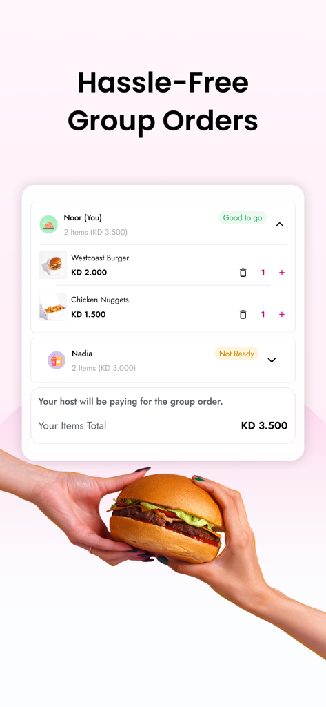 Cari: The best food delivered - Cari app screen showing hassle free group orders and shared food delivery
