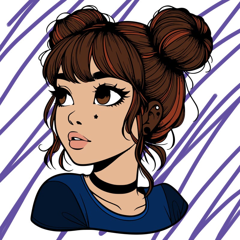 realistic girl with spacebuns