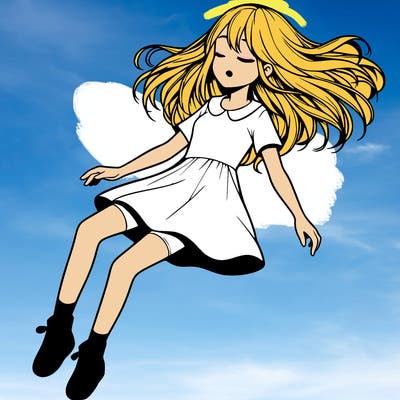 realistic girl floating