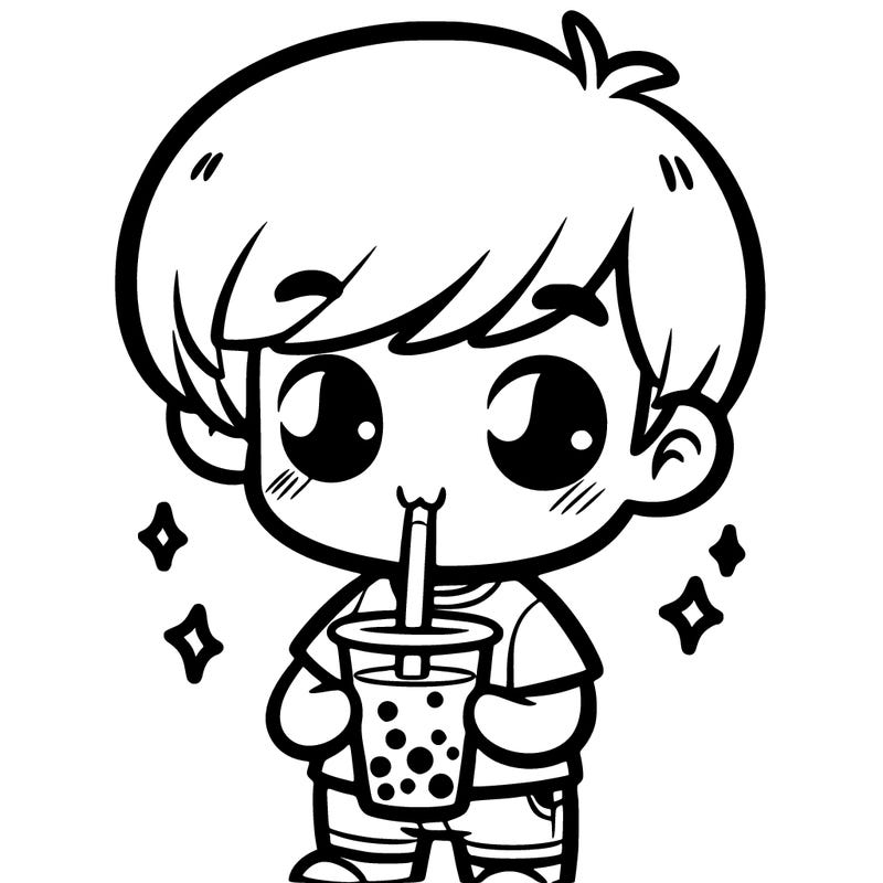 boy drinking boba