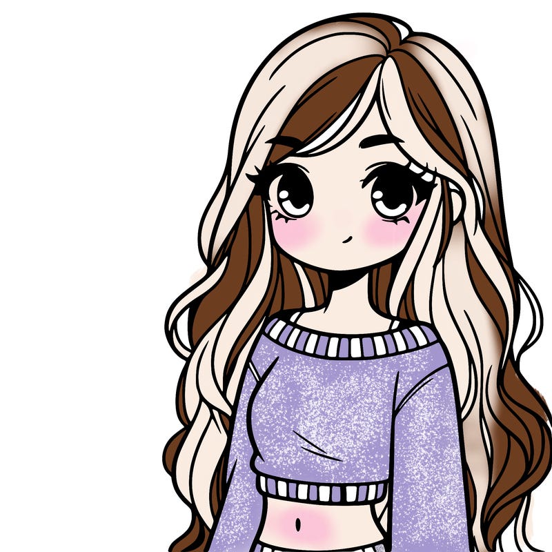 girl with long hair and a crop top with a sweater