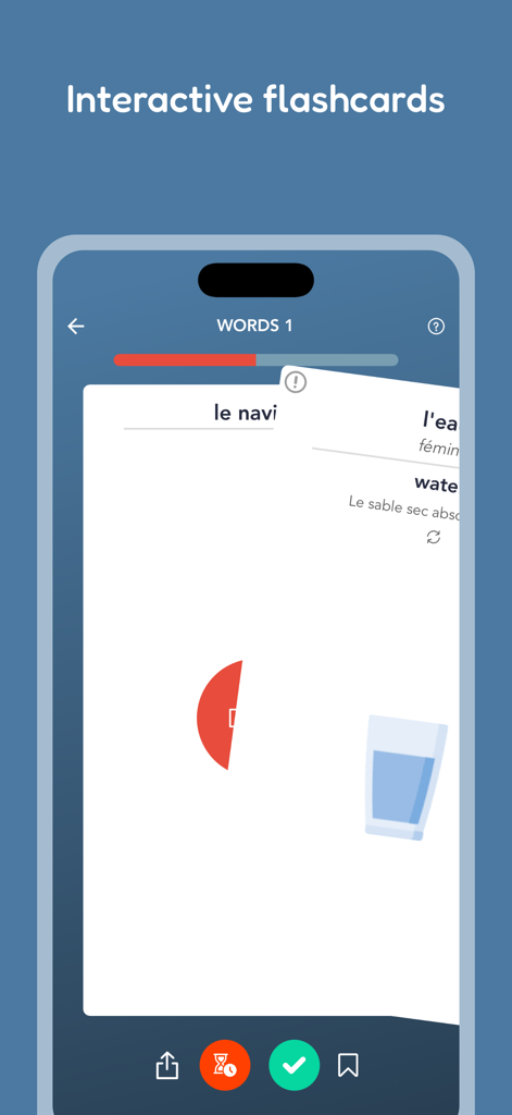 Tobo: Learn French Vocabulary - Tobo app interface showing interactive flashcards for French vocabulary learning