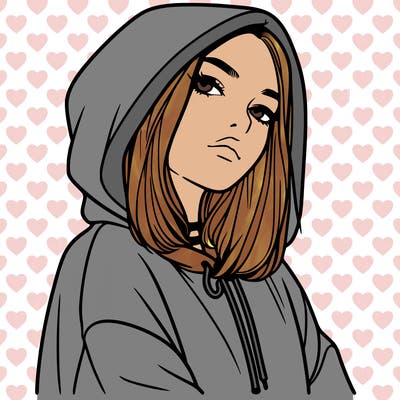 a realistic girl in a hoodie