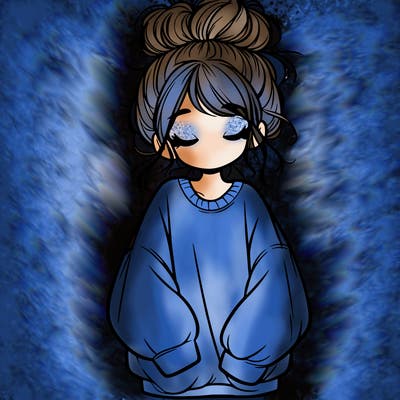 girl with baggy sweatshirt and messy bun