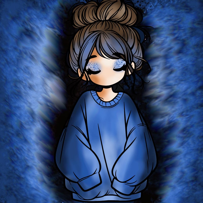 girl with baggy sweatshirt and messy bun