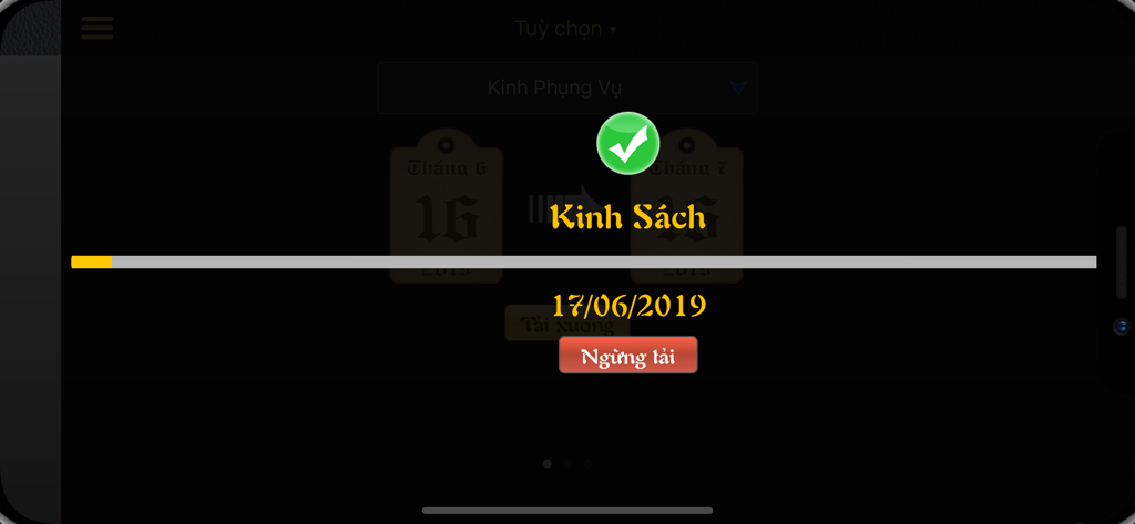 KTCGKPV app download screen showing offline scripture progress