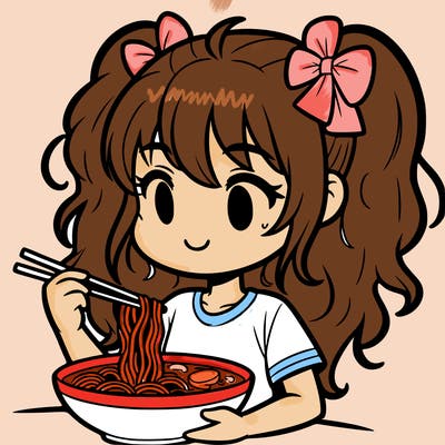 a girl eating ramen
