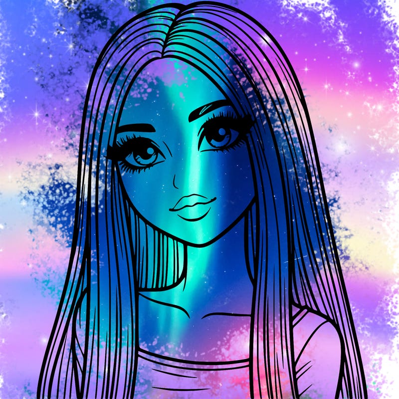 realistic girl with straight and long hair