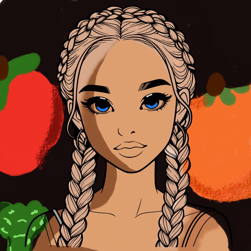 realistic girl with braids