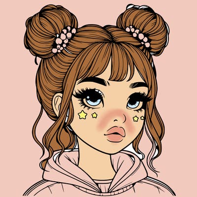 realistic girl with space buns