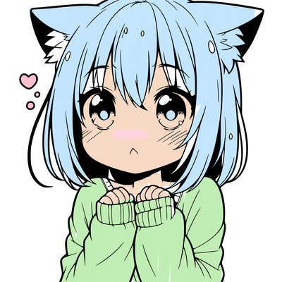 shy anime catgirl