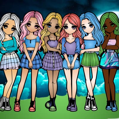 a group of girls realistic