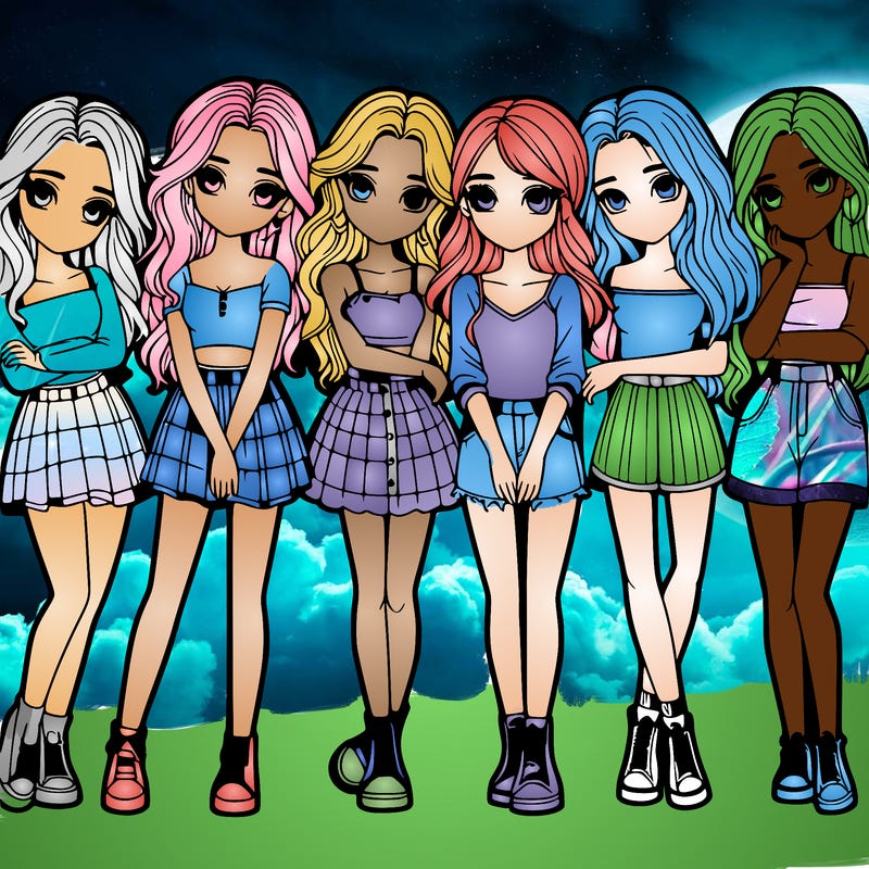 a group of girls realistic