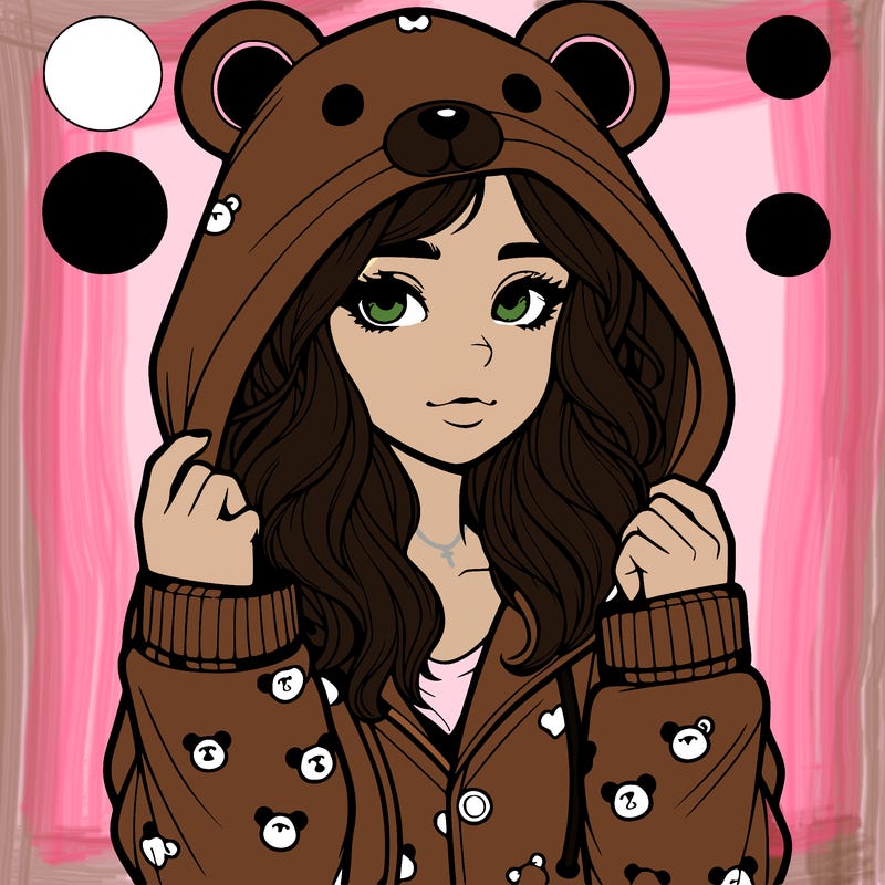 realistic girl in a animal pjs hoodie