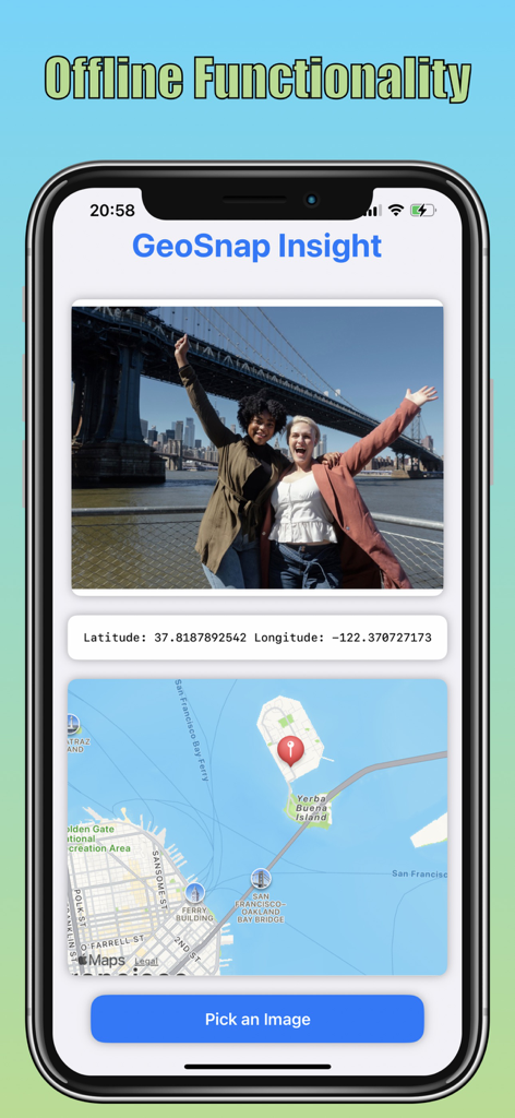 GeoSnap Insight - GeoSnap Insight mobile app screen demonstrating offline photo location prediction and map visualization