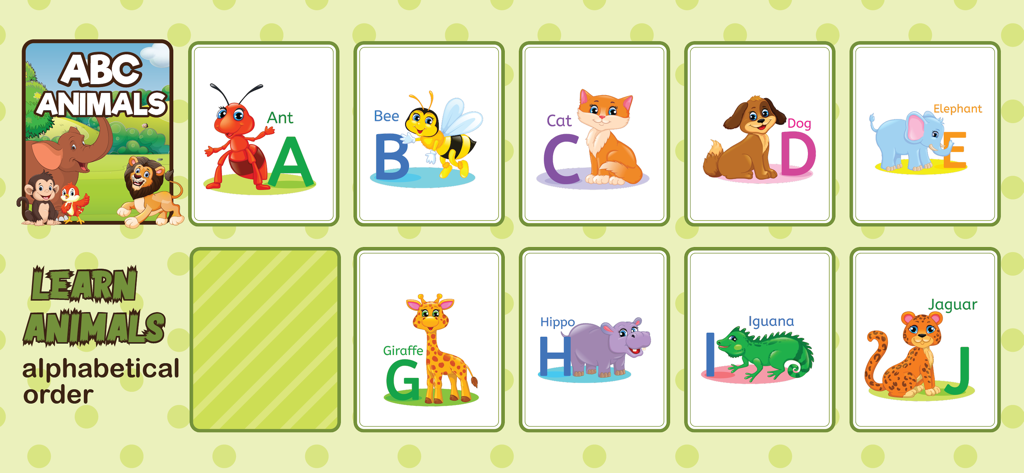 Baby Flash Cards for Toddlers - Educational alphabet flashcards featuring colorful animals for toddlers and preschool learning