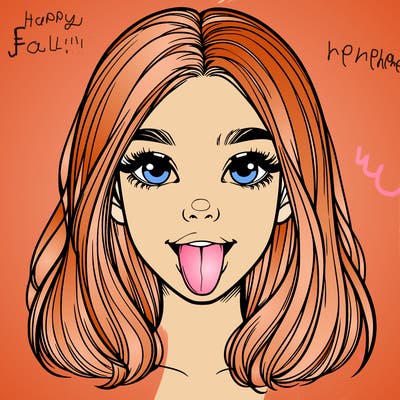 realistic girl with her tongue out