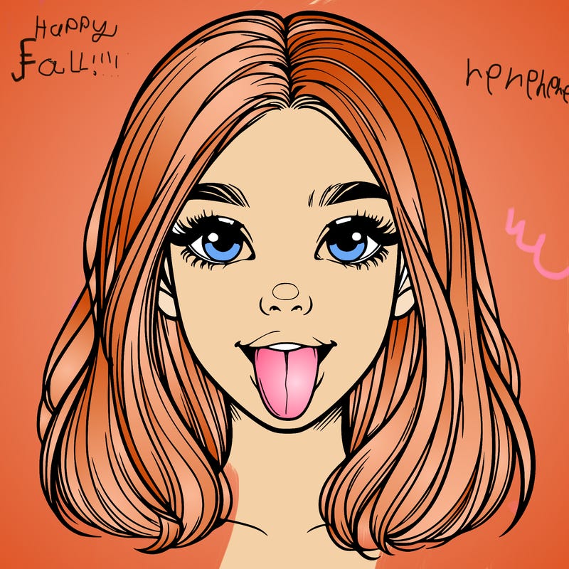 realistic girl with her tongue out