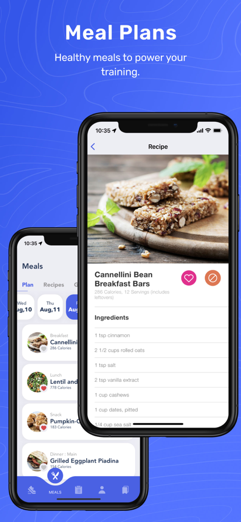 Jeff Galloway Run Walk Run - Screenshot of the meal plans and recipe interface in the Jeff Galloway Run Walk Run app