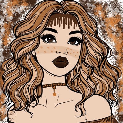 realistic girl with wavy hair and lips