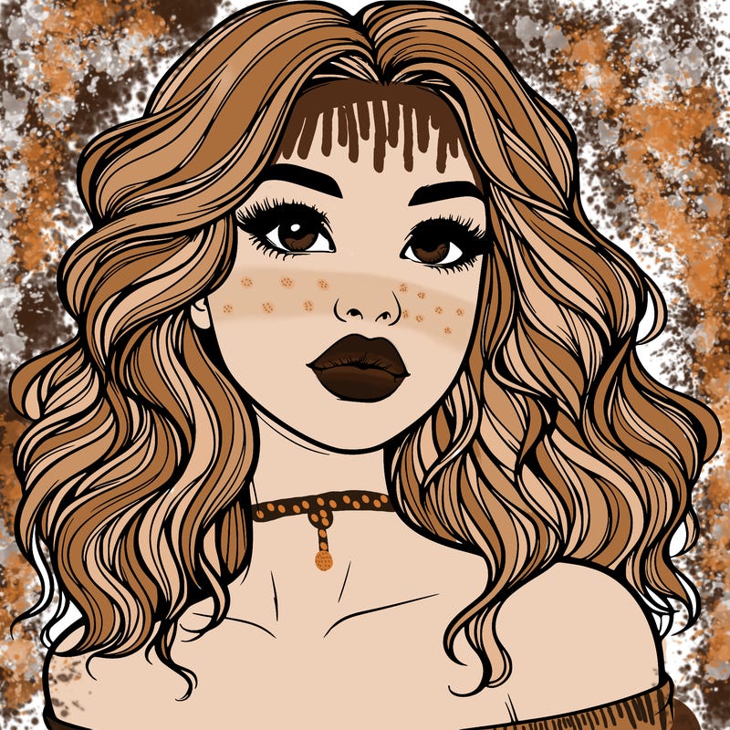 realistic girl with wavy hair and lips