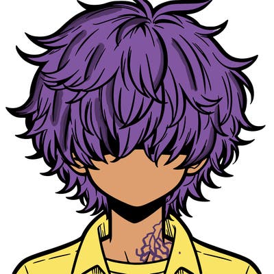 manga boy fluffy hair covering his eyes