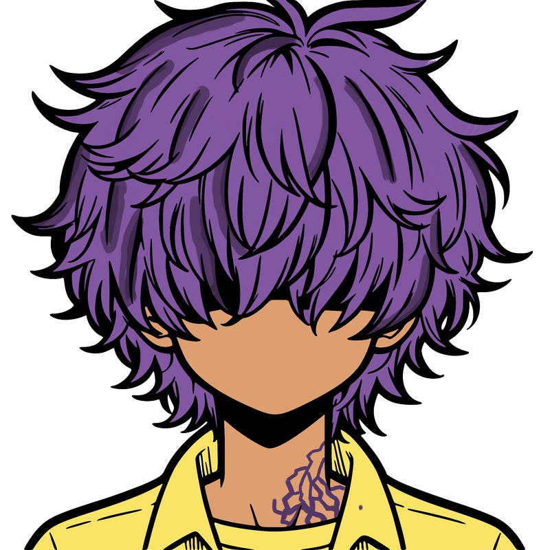 manga boy fluffy hair covering his eyes