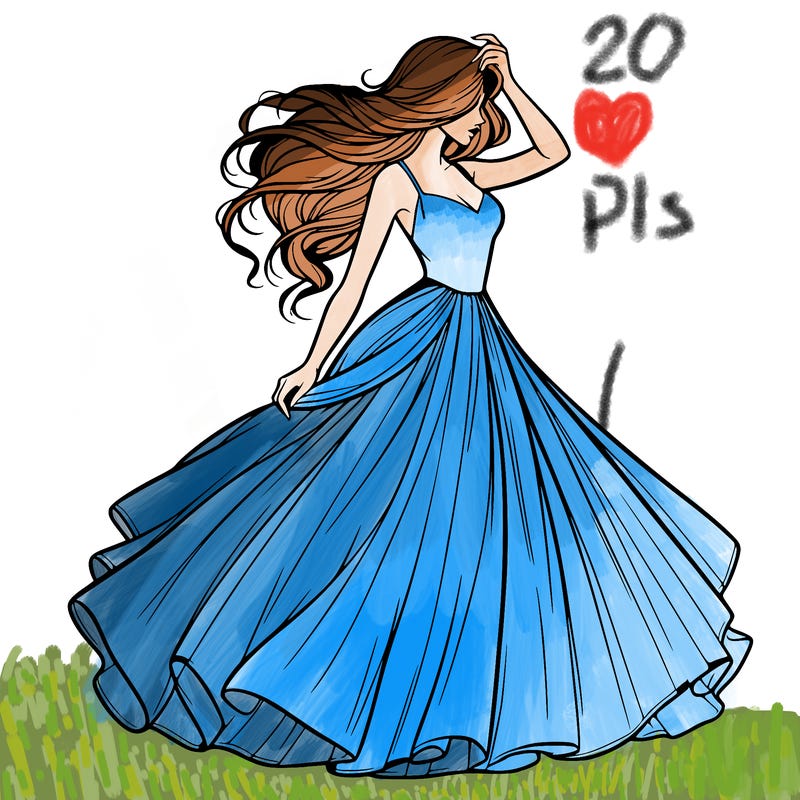 realistic woman with dress flowing in the wind