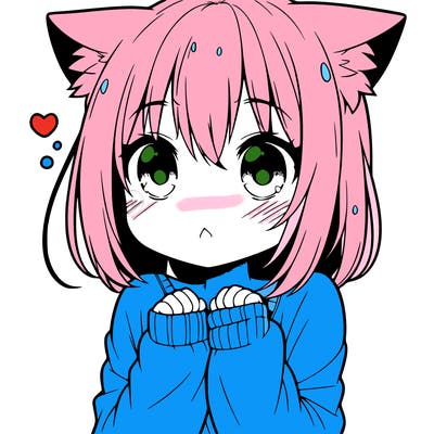 shy anime catgirl