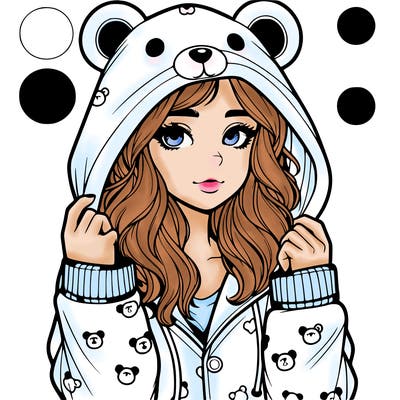 realistic girl in a animal pjs hoodie