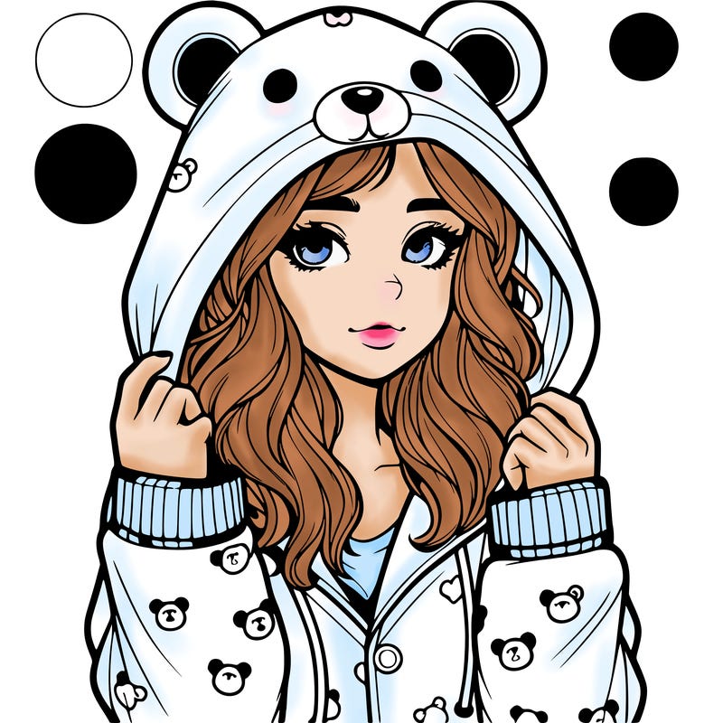 realistic girl in a animal pjs hoodie
