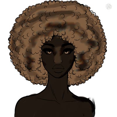 realistic lady with afro