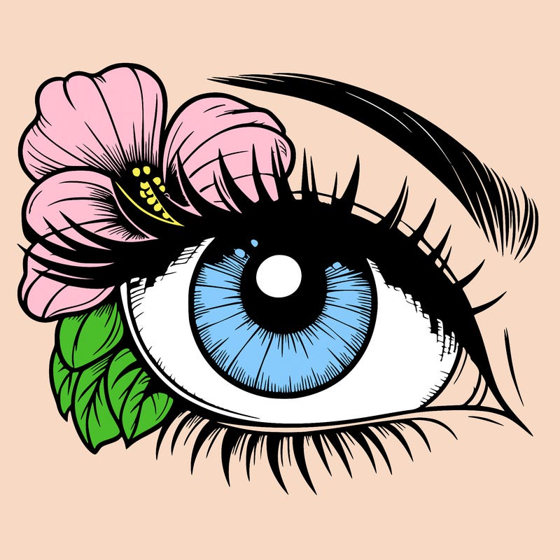realistic eye with flower