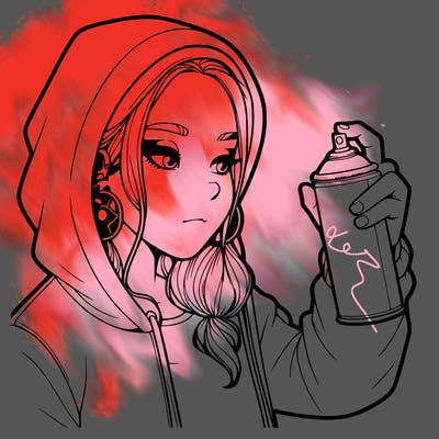 a realistic girl, spray painting