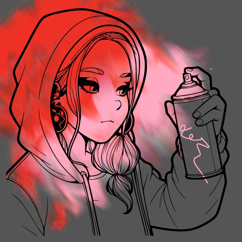 a realistic girl, spray painting