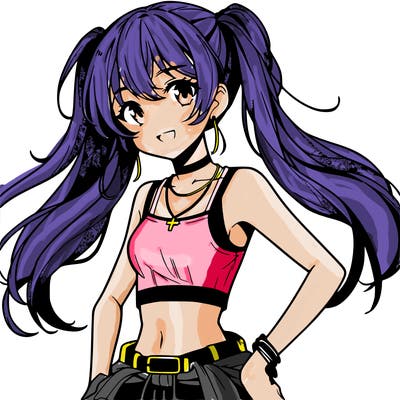 anime girl wearing crop top