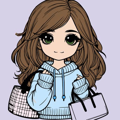 realistic girl with bags