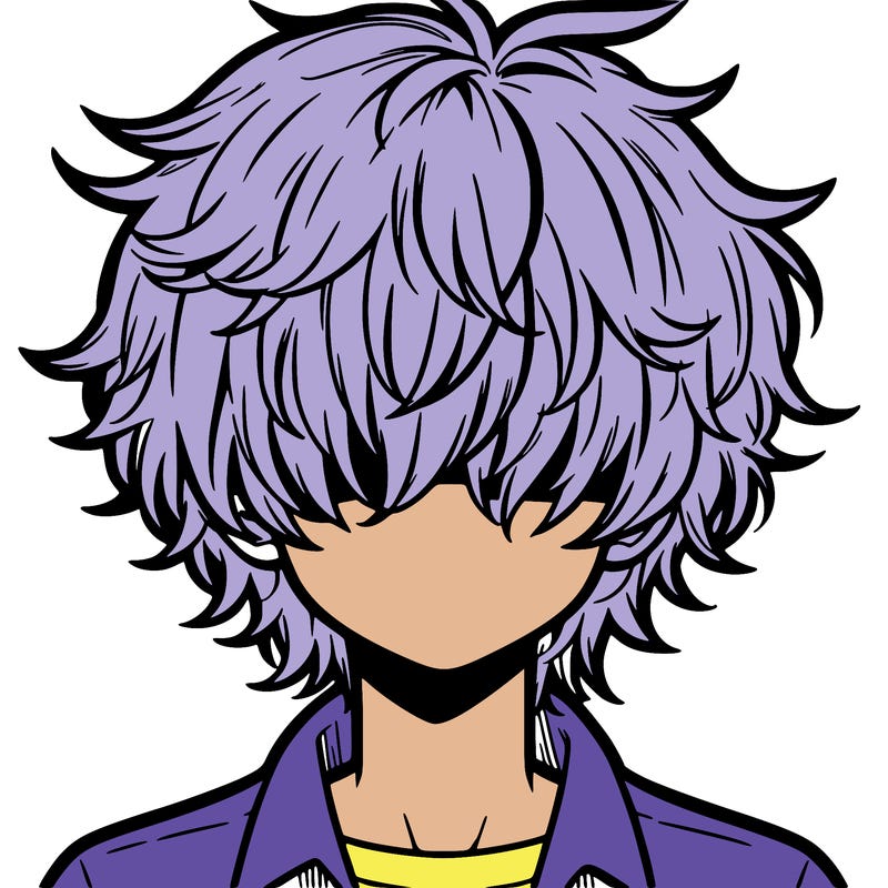 manga boy fluffy hair covering his eyes