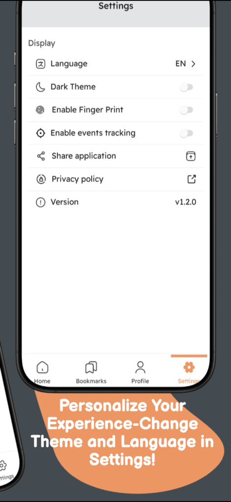 Sentinel Report - Pantalla de configuración de la aplicación Sentinel Report que muestra opciones de idioma y un interruptor de tema oscuro para una experiencia de noticias personalizada.
